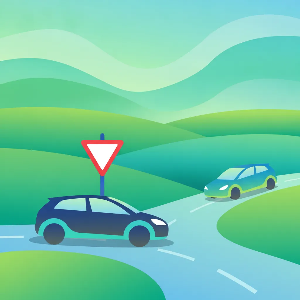 Ilustración del tema de teoría de conducción Reglas de Ceder el Paso (Irlanda) para alumnos de Irlanda