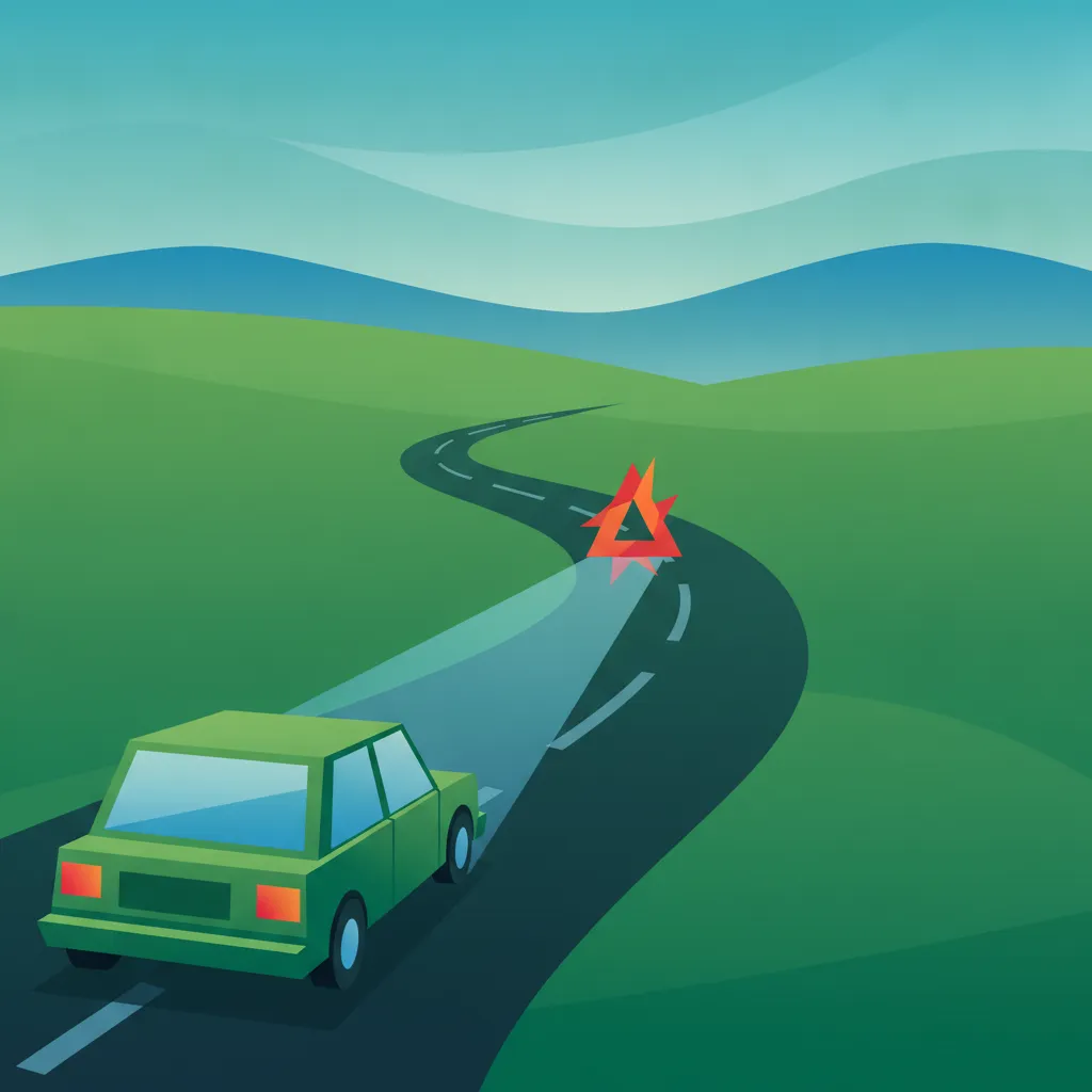 Illustration for the driving theory topic Reaction Distance for learners in Ireland