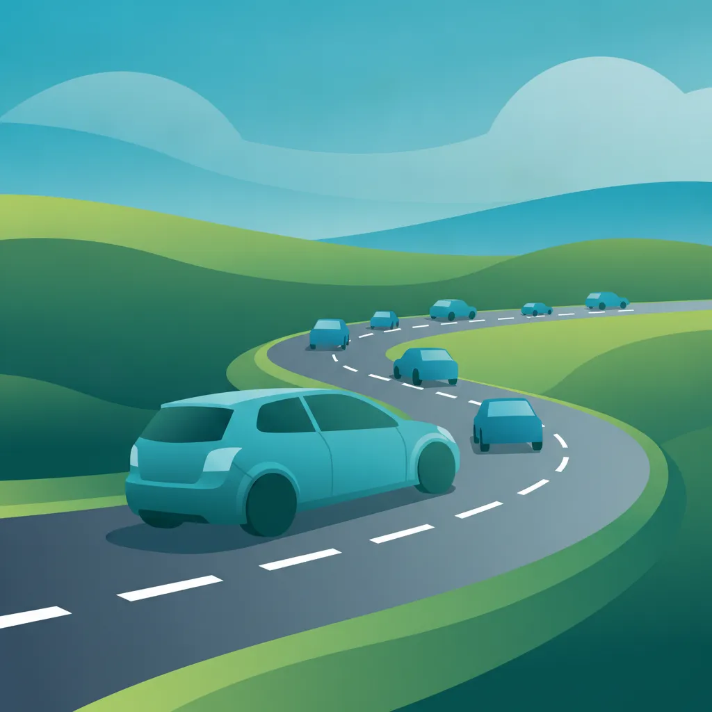 Illustration zum Thema Fahrtheorie Autobahnauffahrt für Lernende in Irland