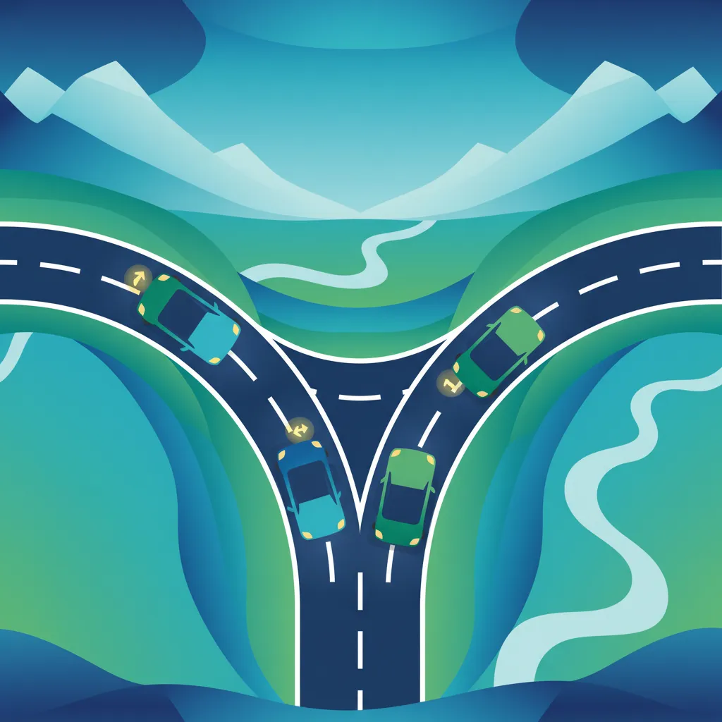 Illustration for the driving theory topic Safe Merging Techniques for learners in Iceland