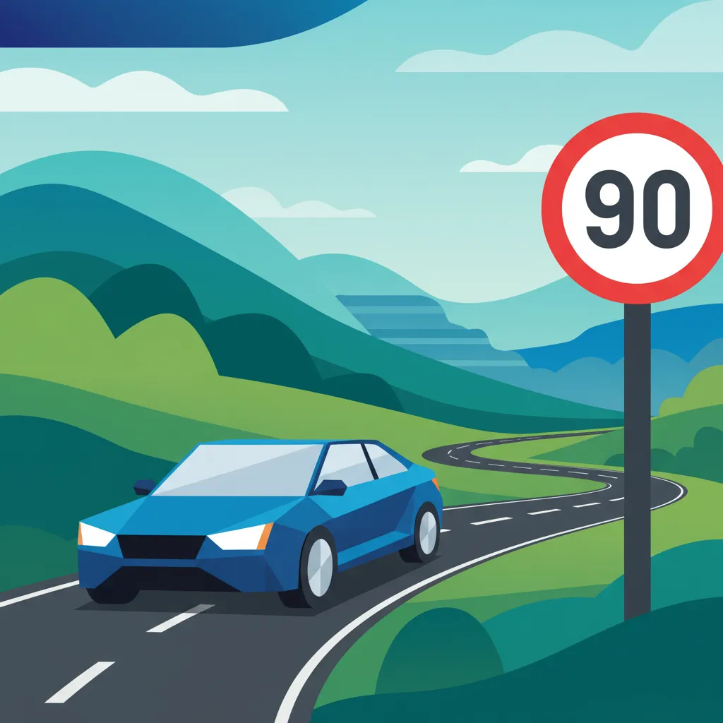 Illustration for the driving theory topic Icelandic Speed Limits for learners in Iceland