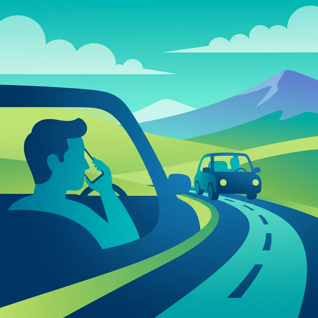 Ilustracja tematu teorii jazdy Ryzyko rozproszenia przez telefon dla uczniów w Islandia