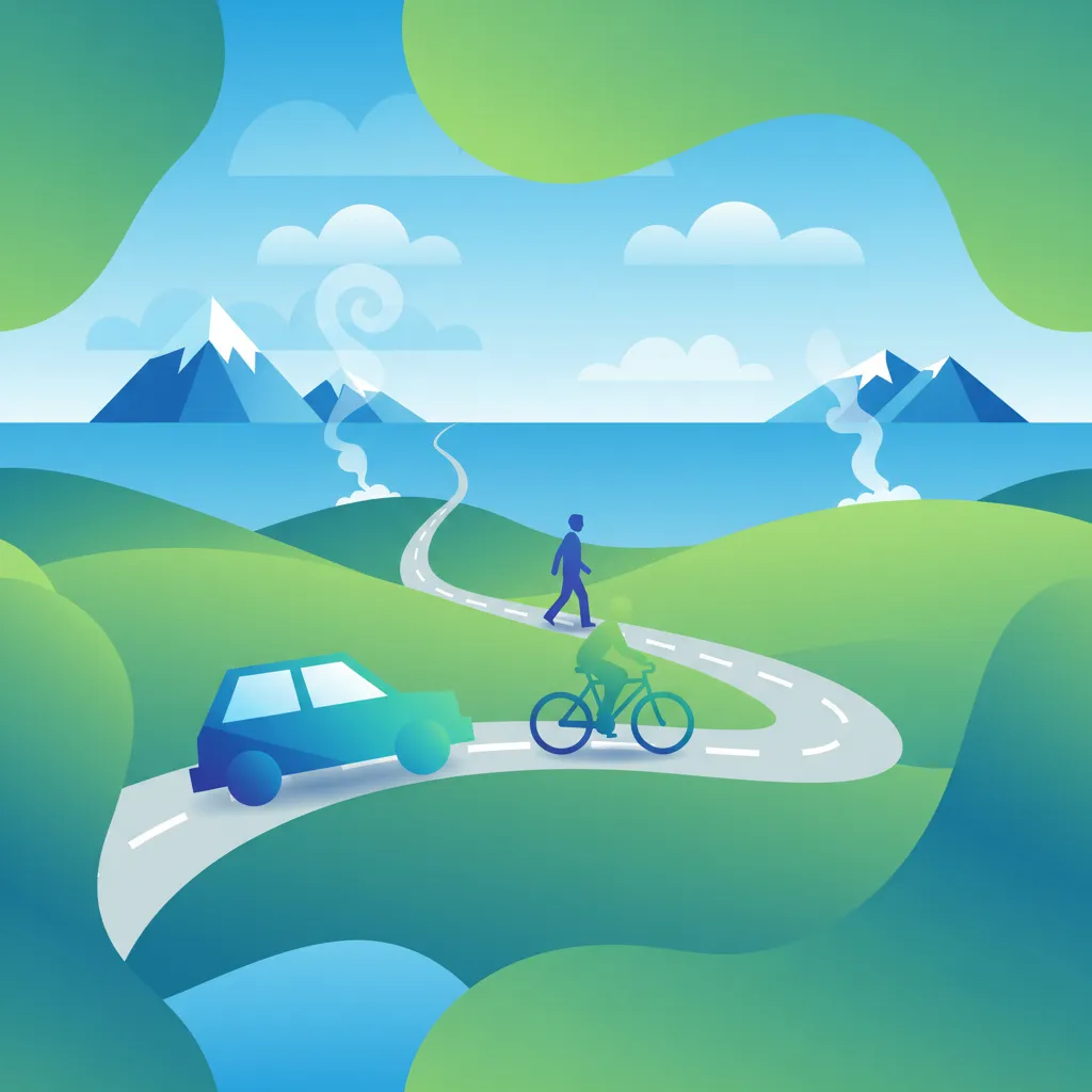Ilustración del tema de teoría de conducción Compartir la carretera para alumnos de Islandia
