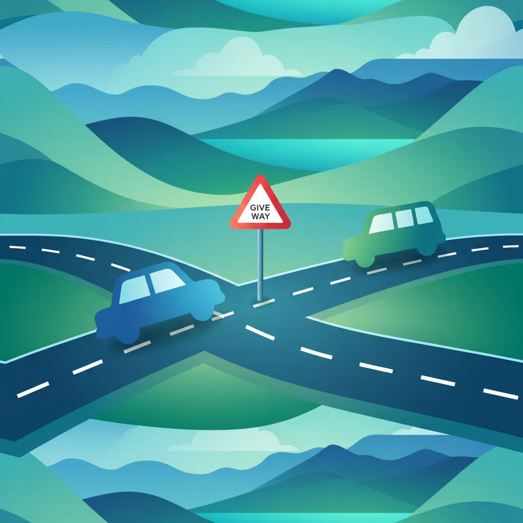 Illustration for the driving theory topic Give Way Sign Rules for learners in Iceland