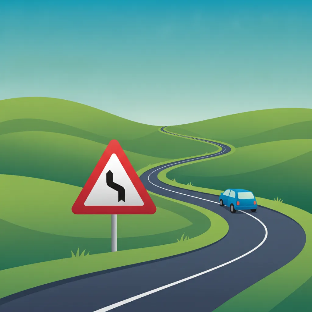 Illustration for the driving theory topic Warning Signs for learners in Italy