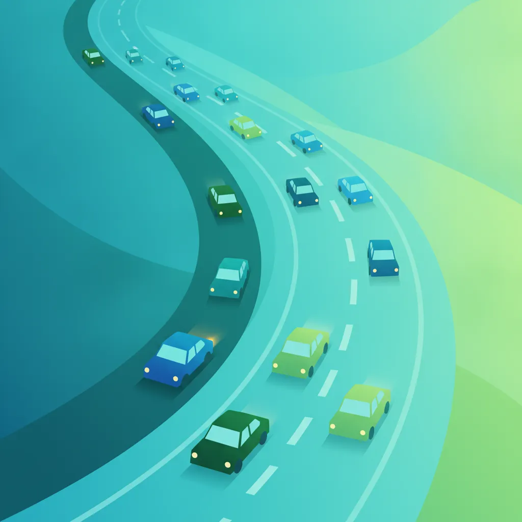 Illustration for the driving theory topic Safe Merging Techniques for learners in Italy