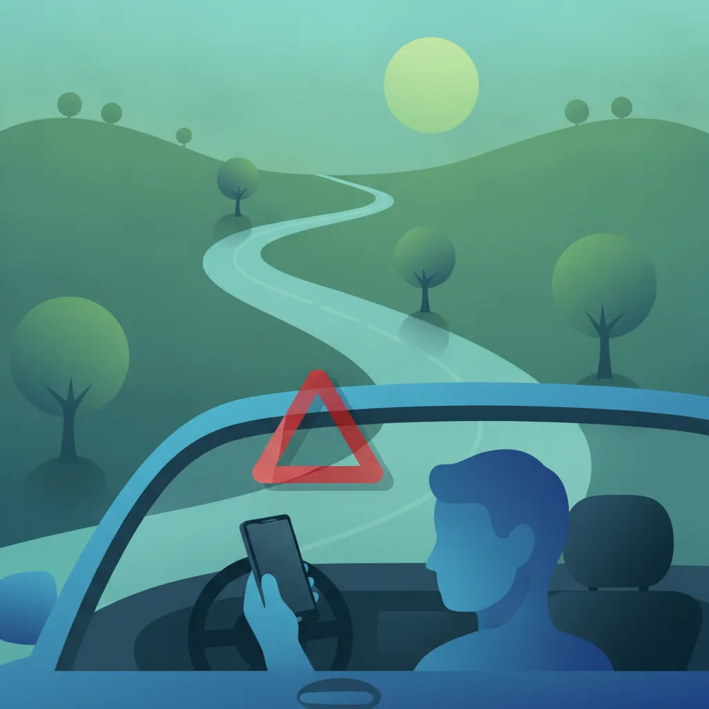 Illustrazione per l'argomento teorico Uso del Telefono e Sicurezza Stradale