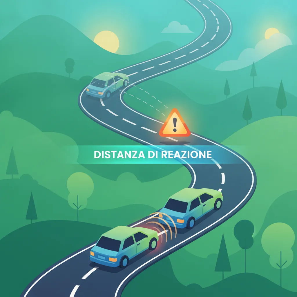 Illustration for the driving theory topic Reaction Distance Explained for learners in Italy