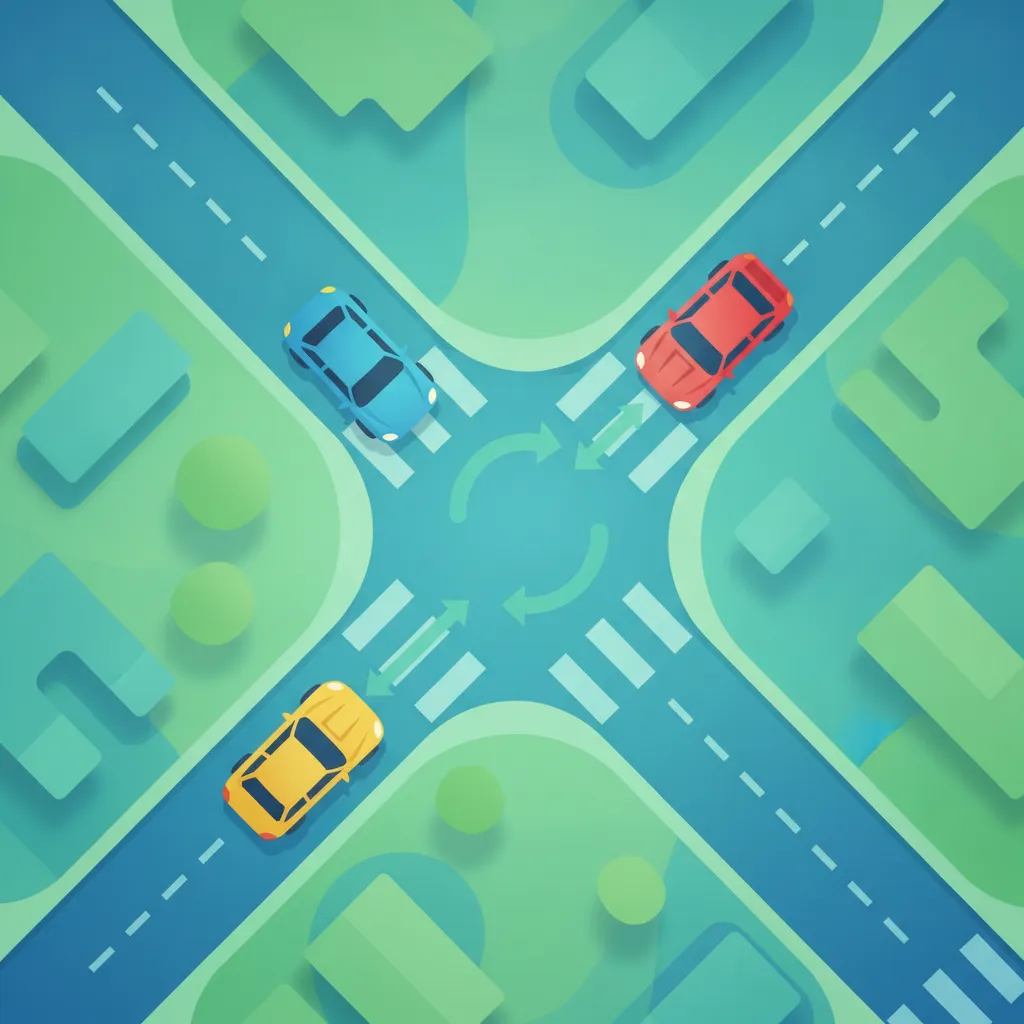 Illustration for the driving theory topic Uncontrolled Intersections for learners in Italy