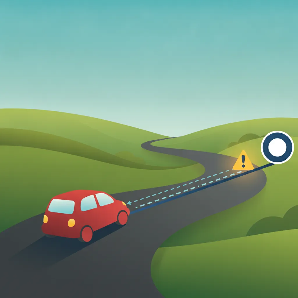 Ilustración del tema de teoría de conducción Distancia de Parada Explicada para alumnos de Italia