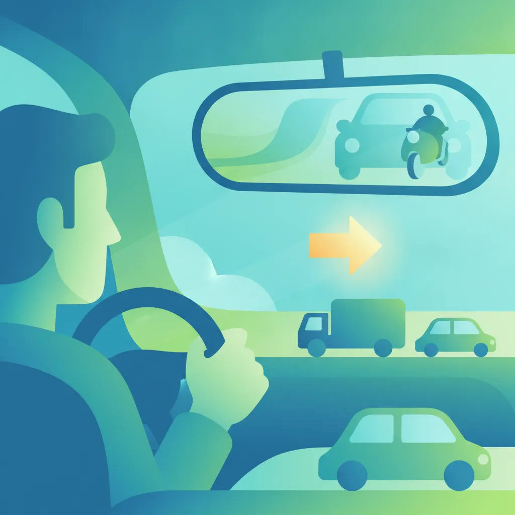 Ilustracja tematu teorii jazdy Kontrola lusterek dla uczniów w Włochy