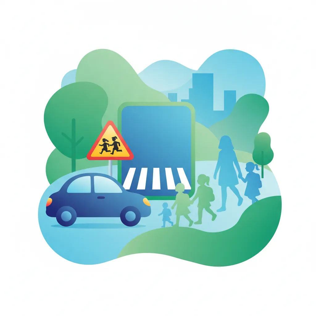 Illustration for the driving theory topic Italian School Zone Rules for learners in Italy