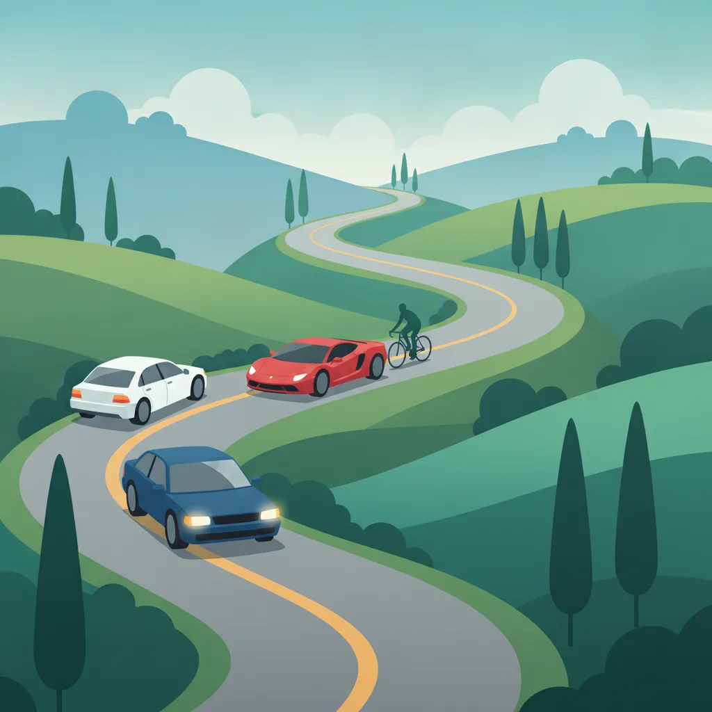 Illustration for the driving theory topic Defensive Driving for learners in Italy