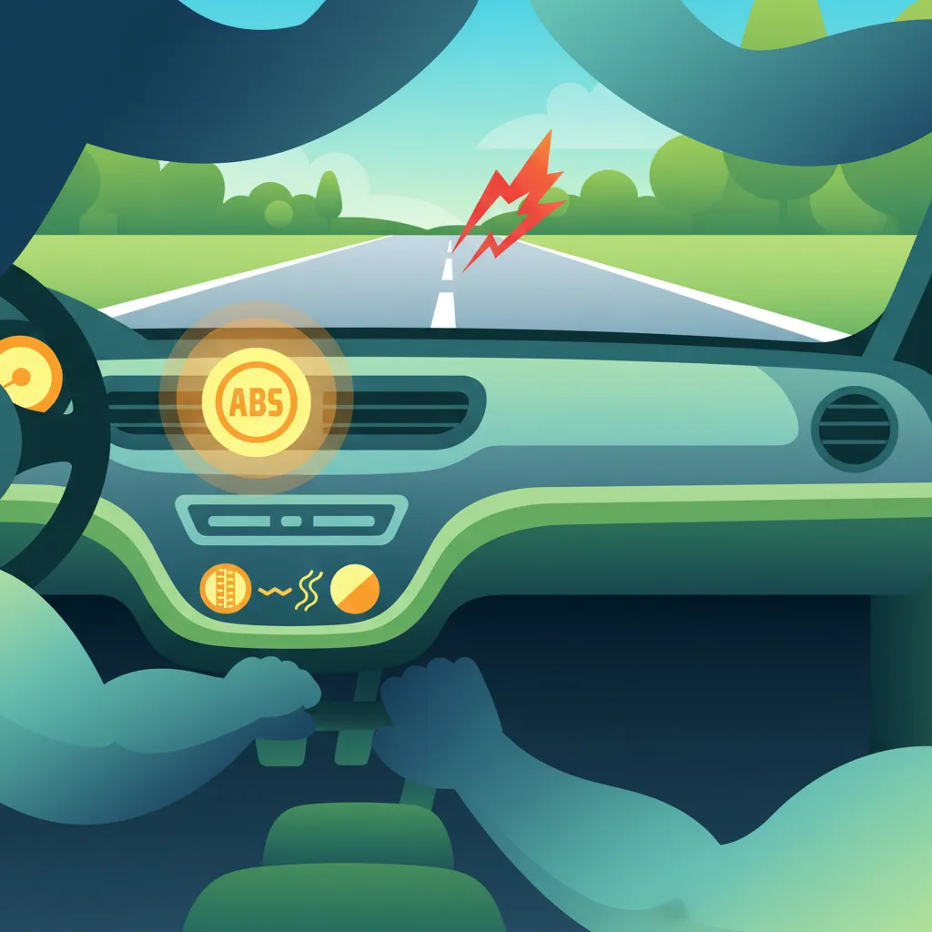 Illustration for the driving theory topic Emergency Braking Guide for learners in the Netherlands