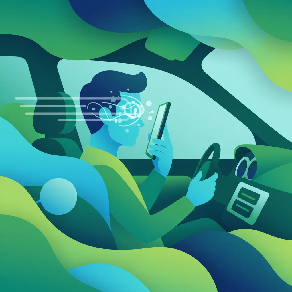 Illustration for the driving theory topic Phone Use & Distraction for learners in the Netherlands
