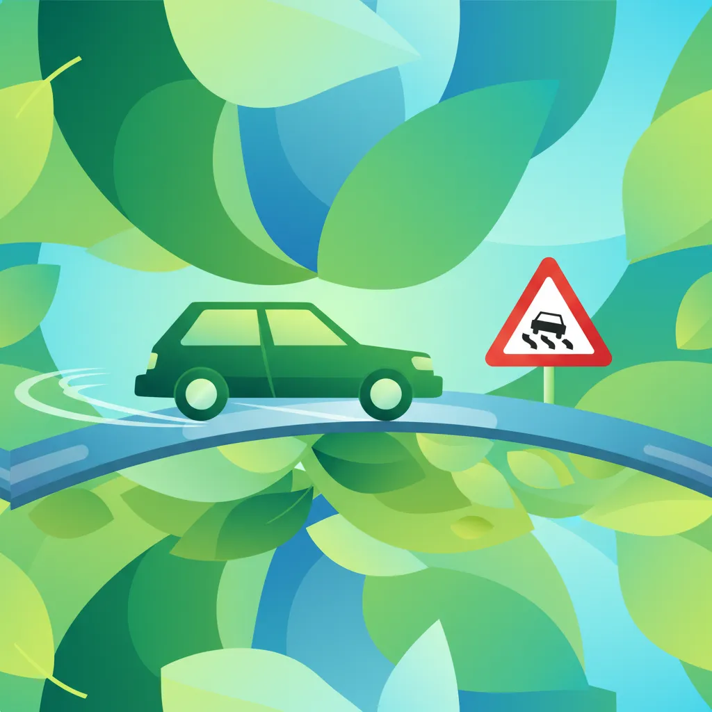 Illustration for the driving theory topic Slippery Roads for learners in the Netherlands