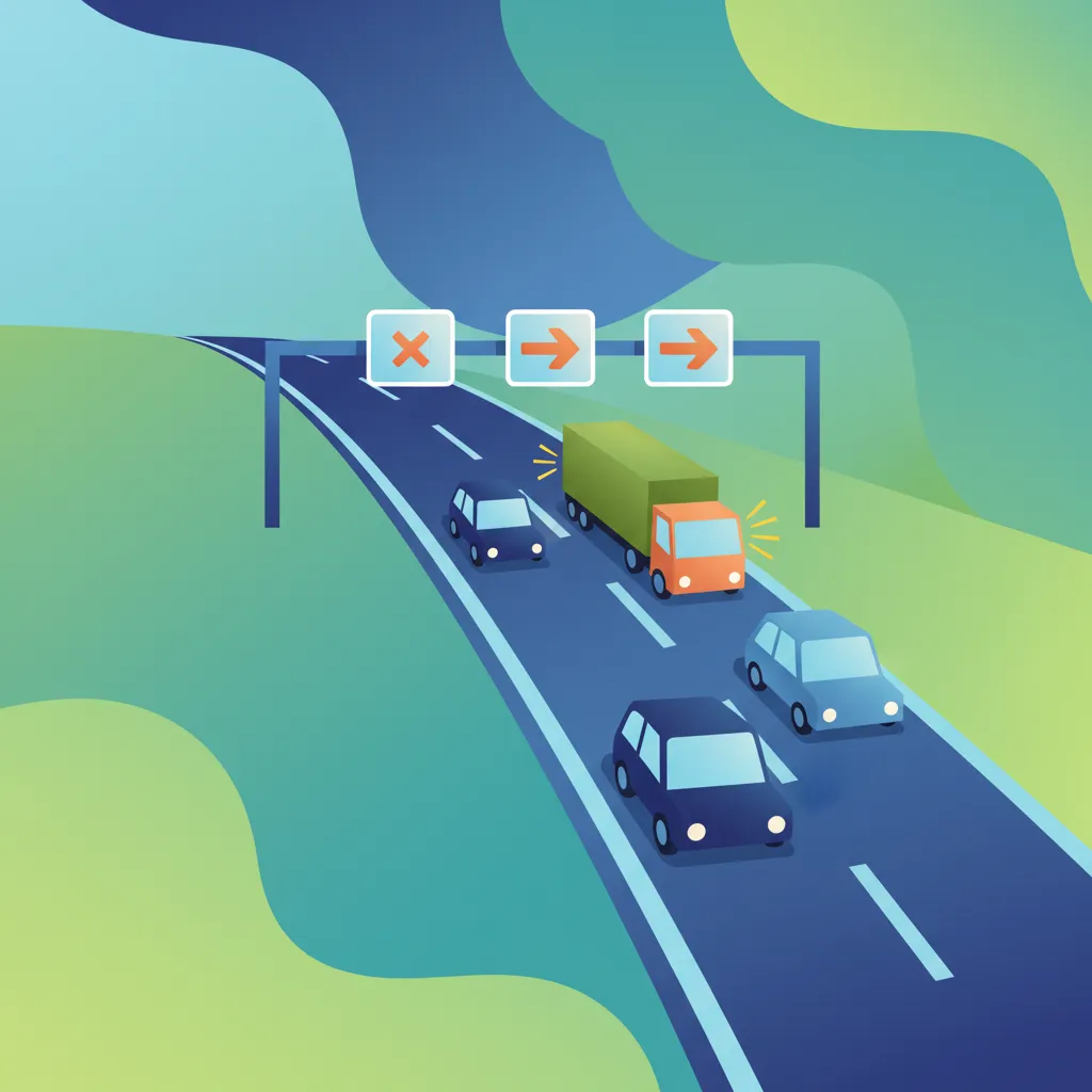 Illustration for the driving theory topic Motorway Lanes Explained for learners in the Netherlands