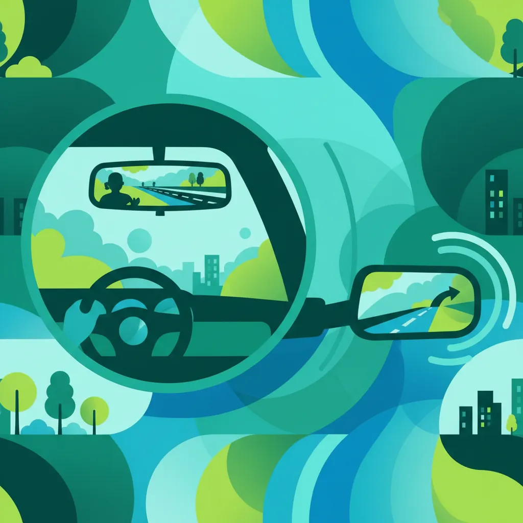 Illustration for the driving theory topic Mirror Check Techniques for learners in the Netherlands