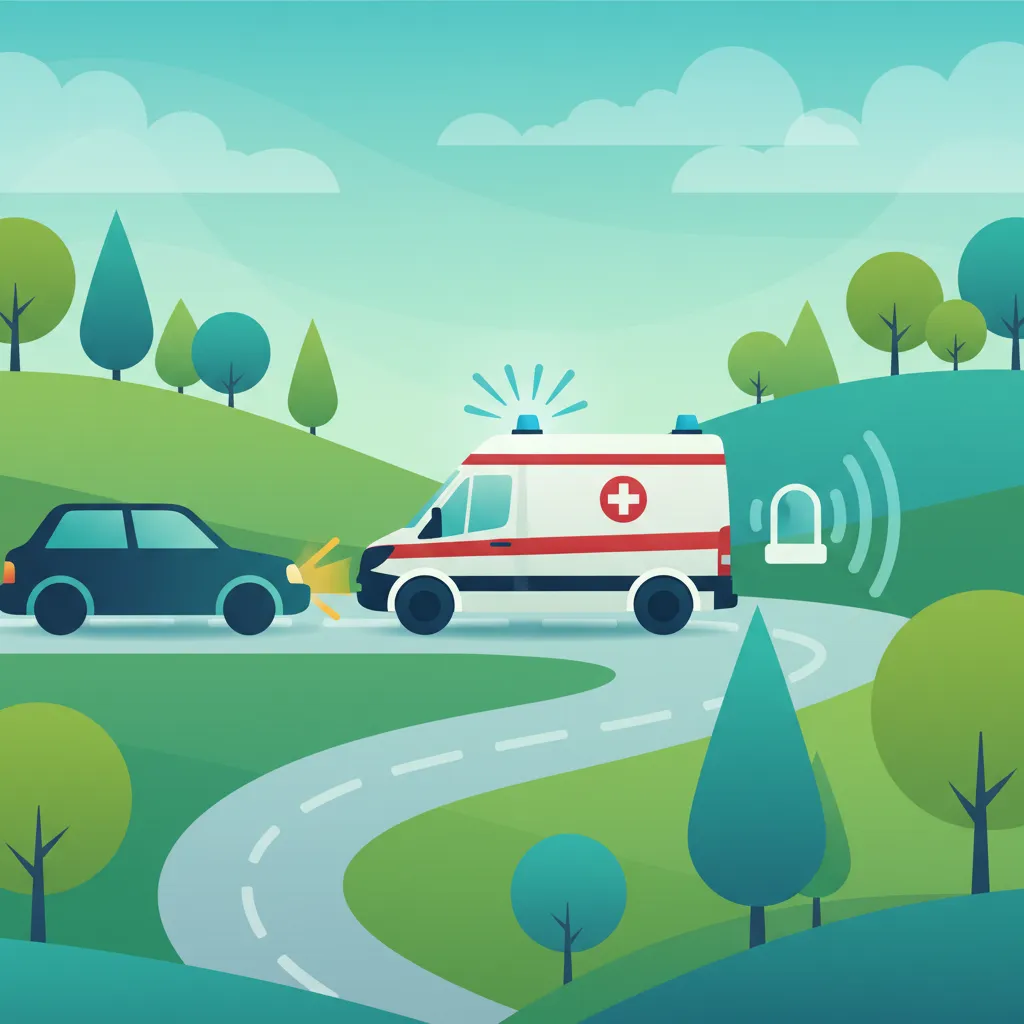 Illustration for the driving theory topic Emergency Vehicle Priority for learners in Poland