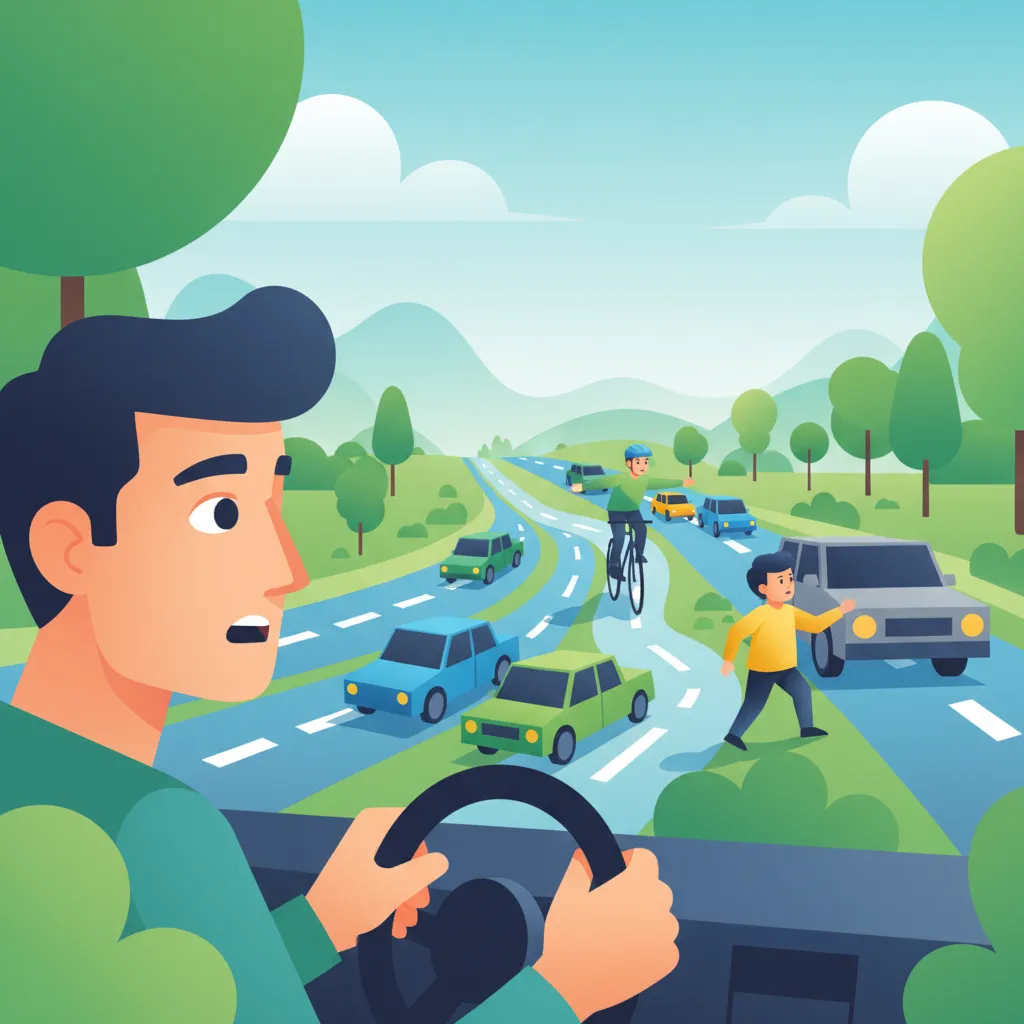 Illustration for the driving theory topic Hazard Perception for learners in Poland
