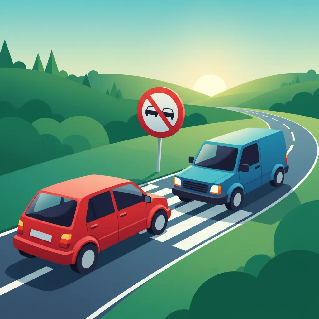 Illustration for the driving theory topic Overtaking Rules & Safety for learners in Poland