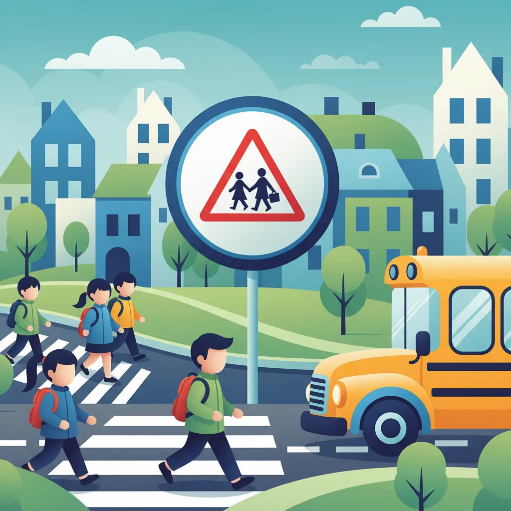 Illustration for the driving theory topic School Zone Safety for learners in Poland
