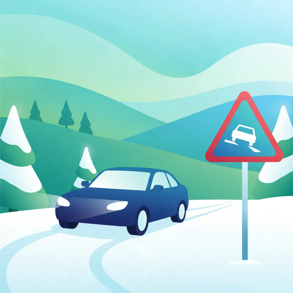 Ilustração para o tópico de teoria de condução Condução na Neve e Gelo para alunos em Portugal
