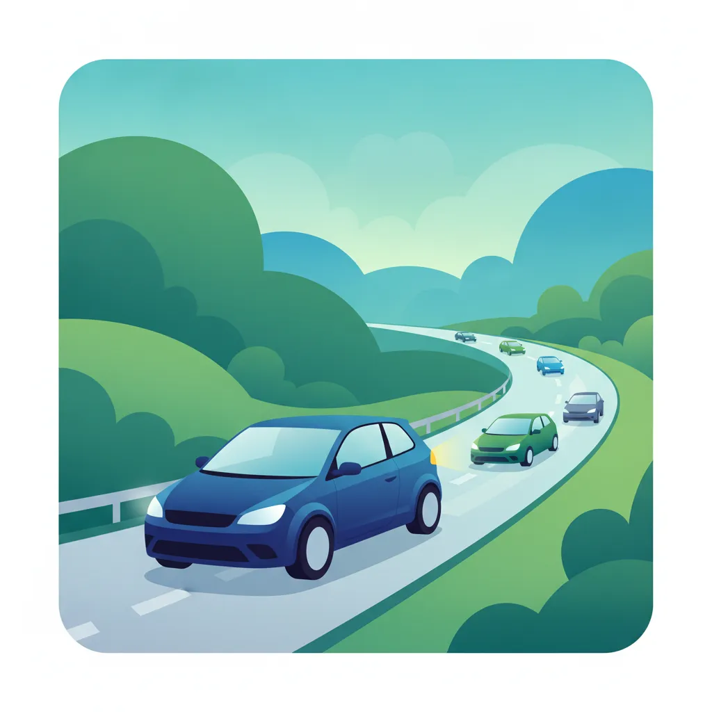 Illustration för körteoriämnet Regler för att sammanfoga trafik för elever i Portugal