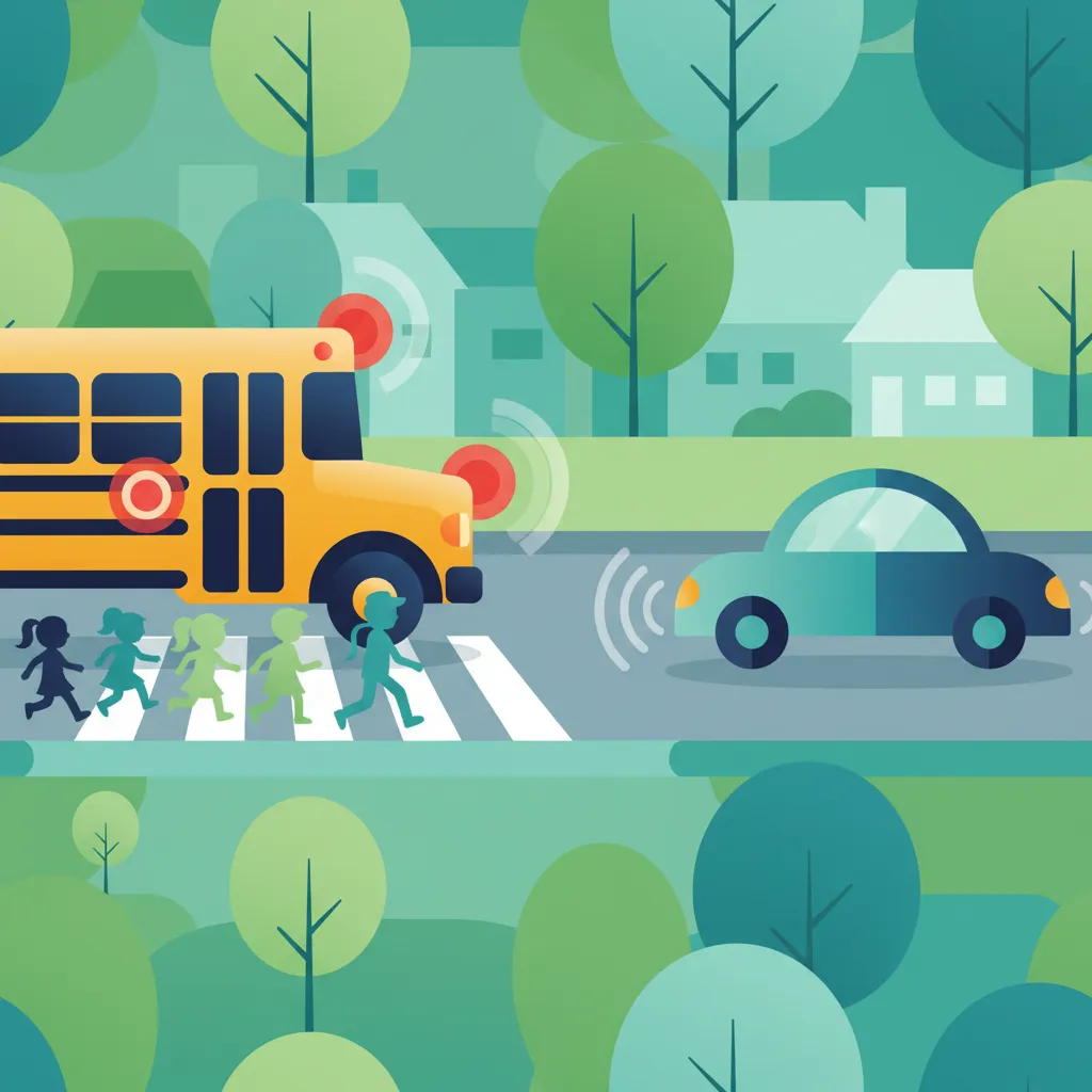 Illustration for the driving theory topic School Zones for learners in Sweden