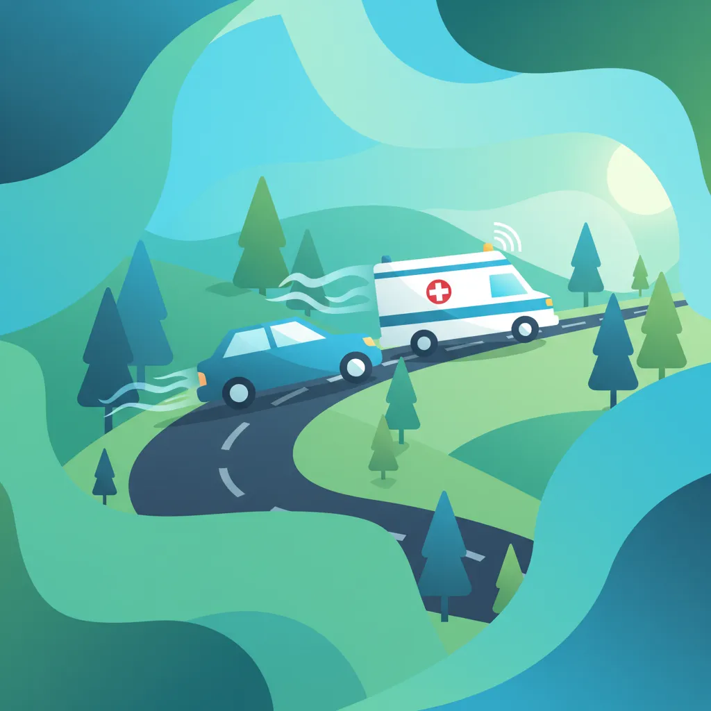 Illustration for the driving theory topic Emergency Vehicle Priority for learners in Sweden