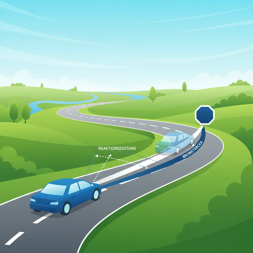 Illustration for the driving theory topic Stopping Distance for learners in Sweden