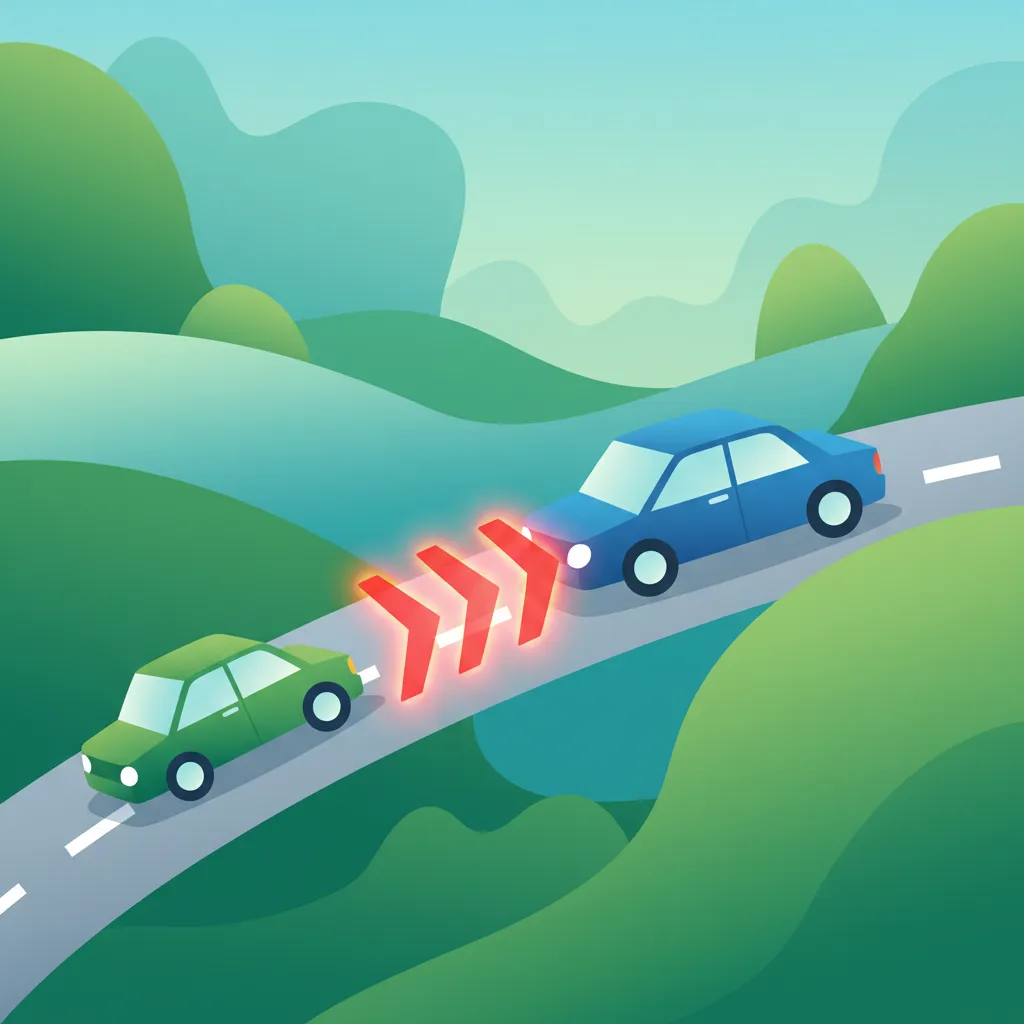 Illustration for the theory topic Tailgating & Safe Distance