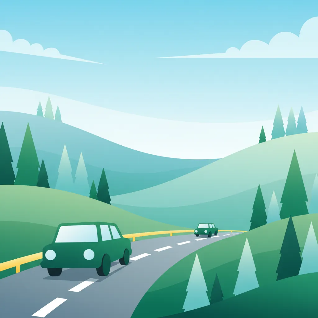 Illustration for the driving theory topic Following Distance for learners in Sweden