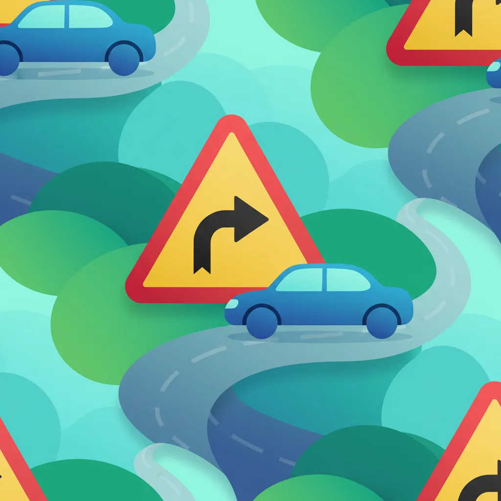 Illustration for the driving theory topic Warning Signs for learners in Sweden
