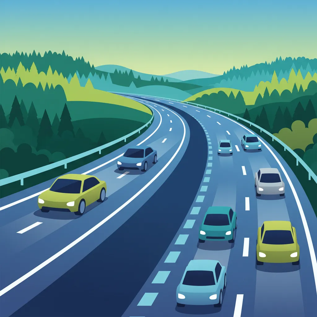 Illustration for the driving theory topic Motorway Lane Rules for learners in Sweden