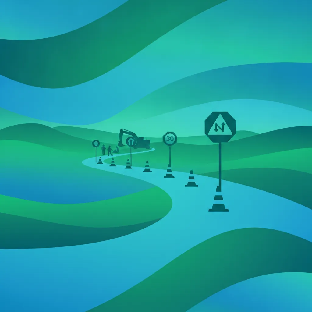 Illustration for the driving theory topic Road Work Zones Safety for learners in Turkey
