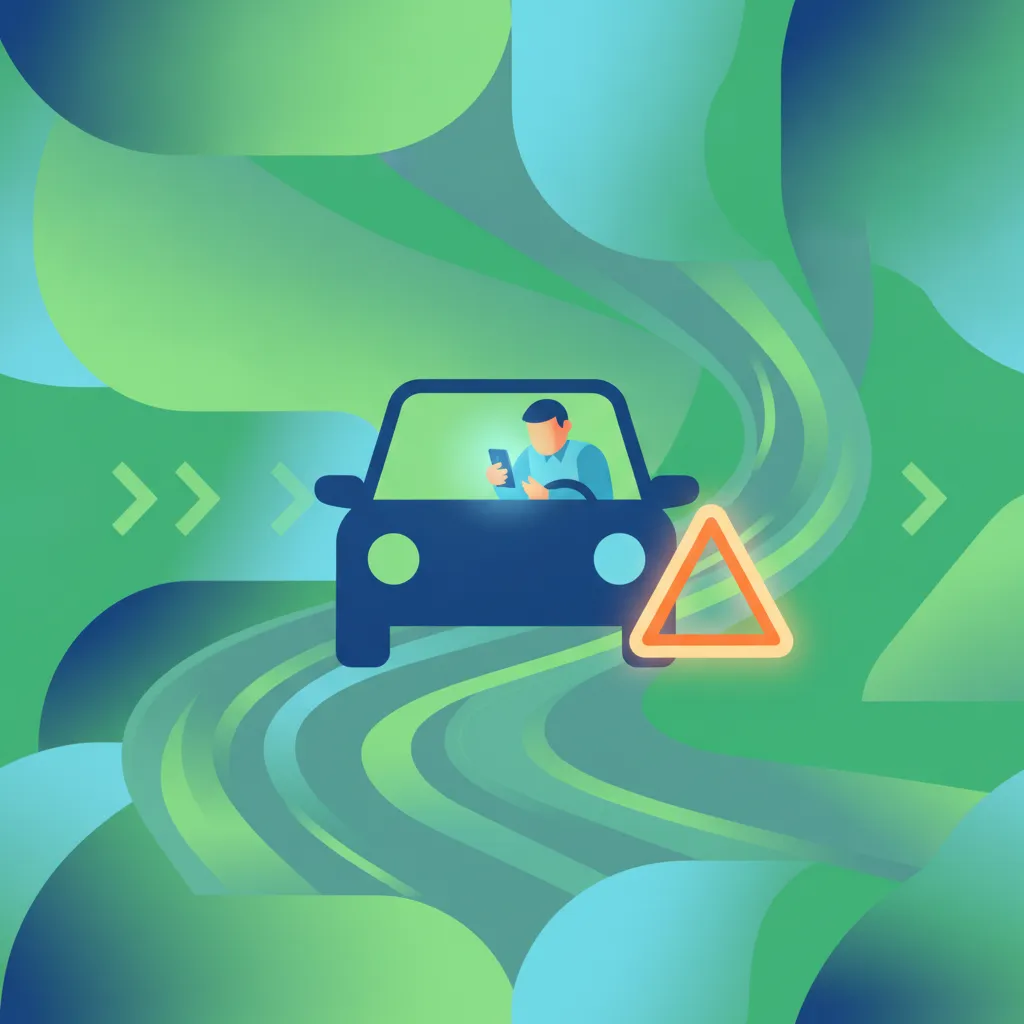 Ilustracja tematu teorii jazdy Rozproszenie uwagi przez telefon komórkowy dla uczniów w Turcja
