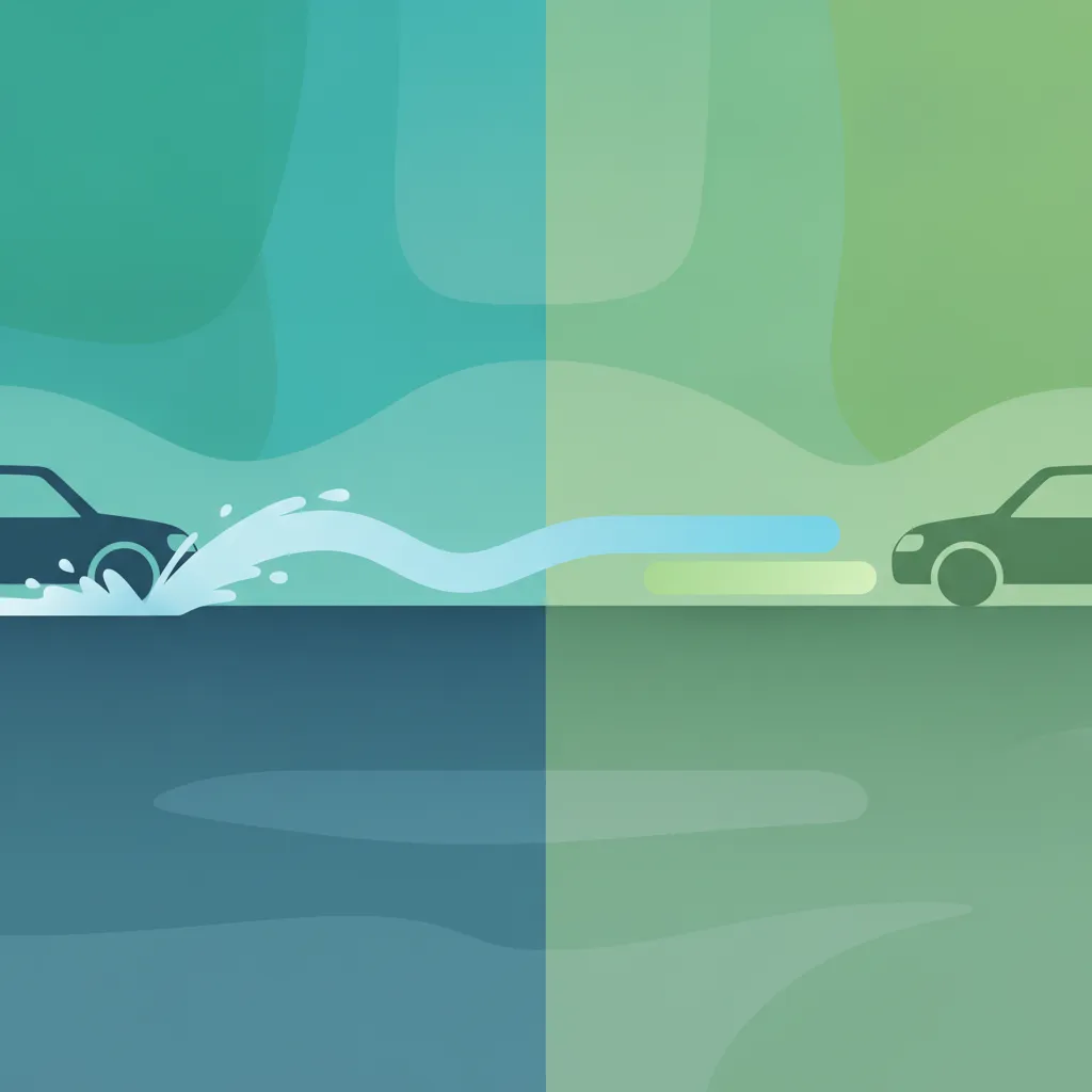 Illustration zum Thema Fahrtheorie Bremsen auf nasser Fahrbahn für Lernende in Türkei