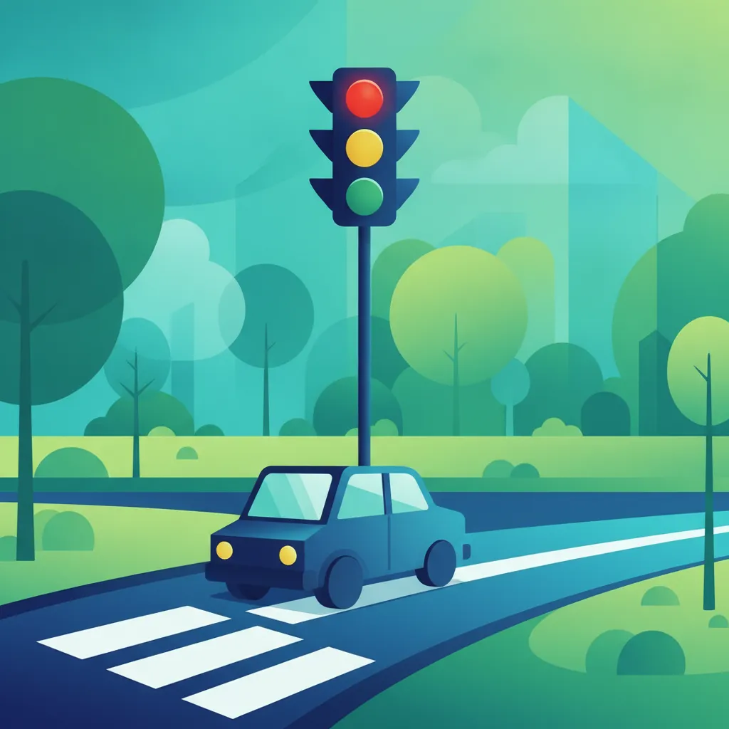 Ilustración del tema de teoría de conducción Significado de los Semáforos para alumnos de Turquía
