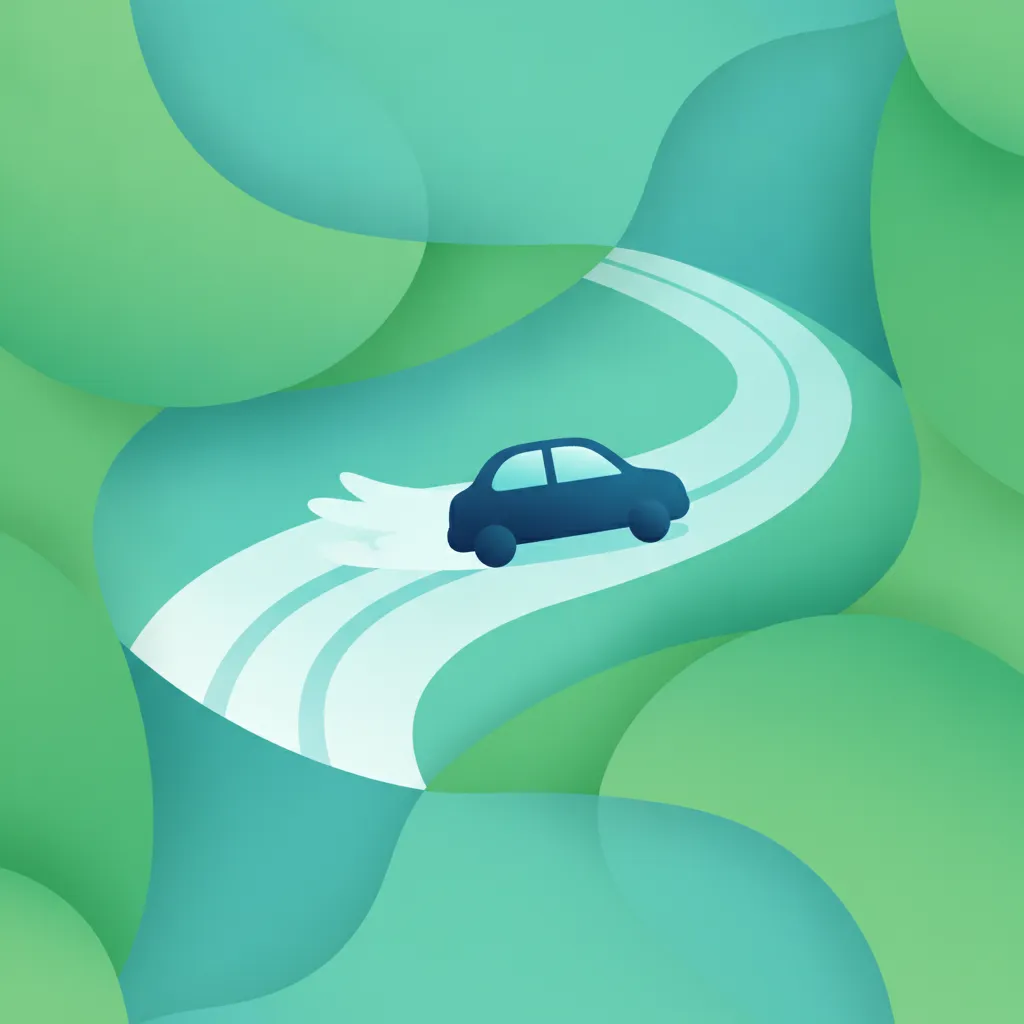 Ilustración del tema de teoría de conducción Seguridad al conducir en nieve/hielo para alumnos de Turquía