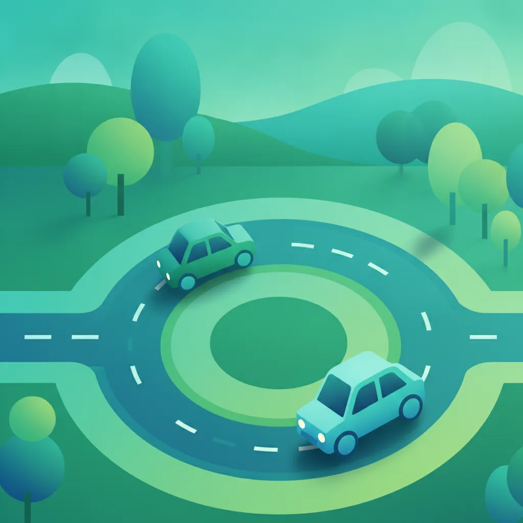Illustration pour le sujet de théorie du permis Priorité dans les ronds-points pour les apprenants de Turquie