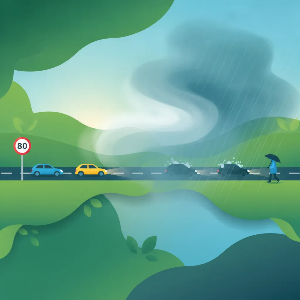 Geschwindigkeit, Abstand, Anhalteweg, Sicht und vorausschauendes Fahren-Einheitsbild