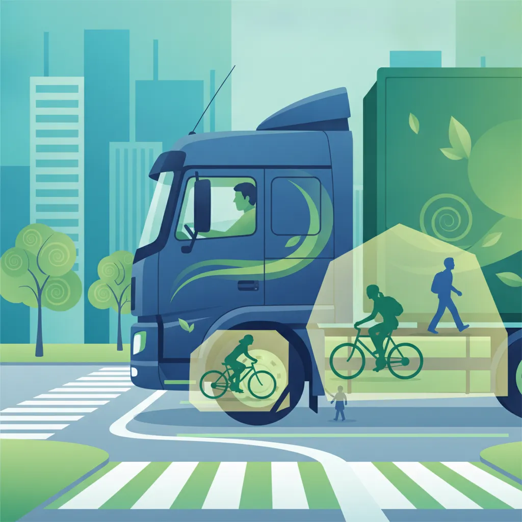 Tote Winkel, ungeschützte Verkehrsteilnehmer und Risiken bei der städtischen Zustellung-Einheitsbild