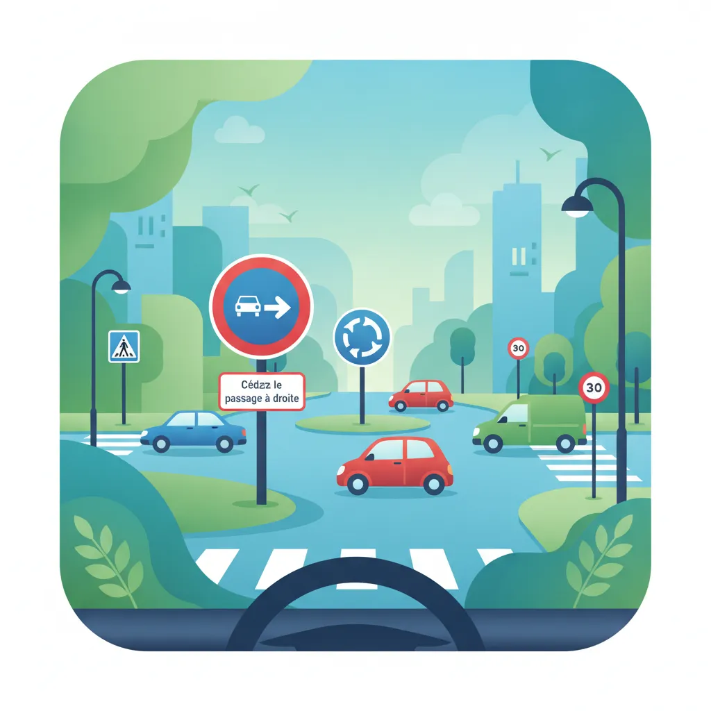 Französische Verkehrsregeln und Vorfahrtsregeln-Einheitsbild