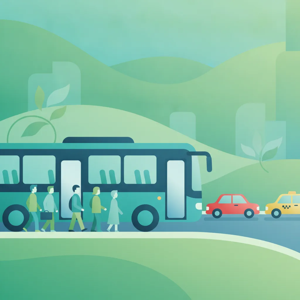Ein- und Aussteigen, Bushaltestellen und Stadtverkehr-Einheitsbild