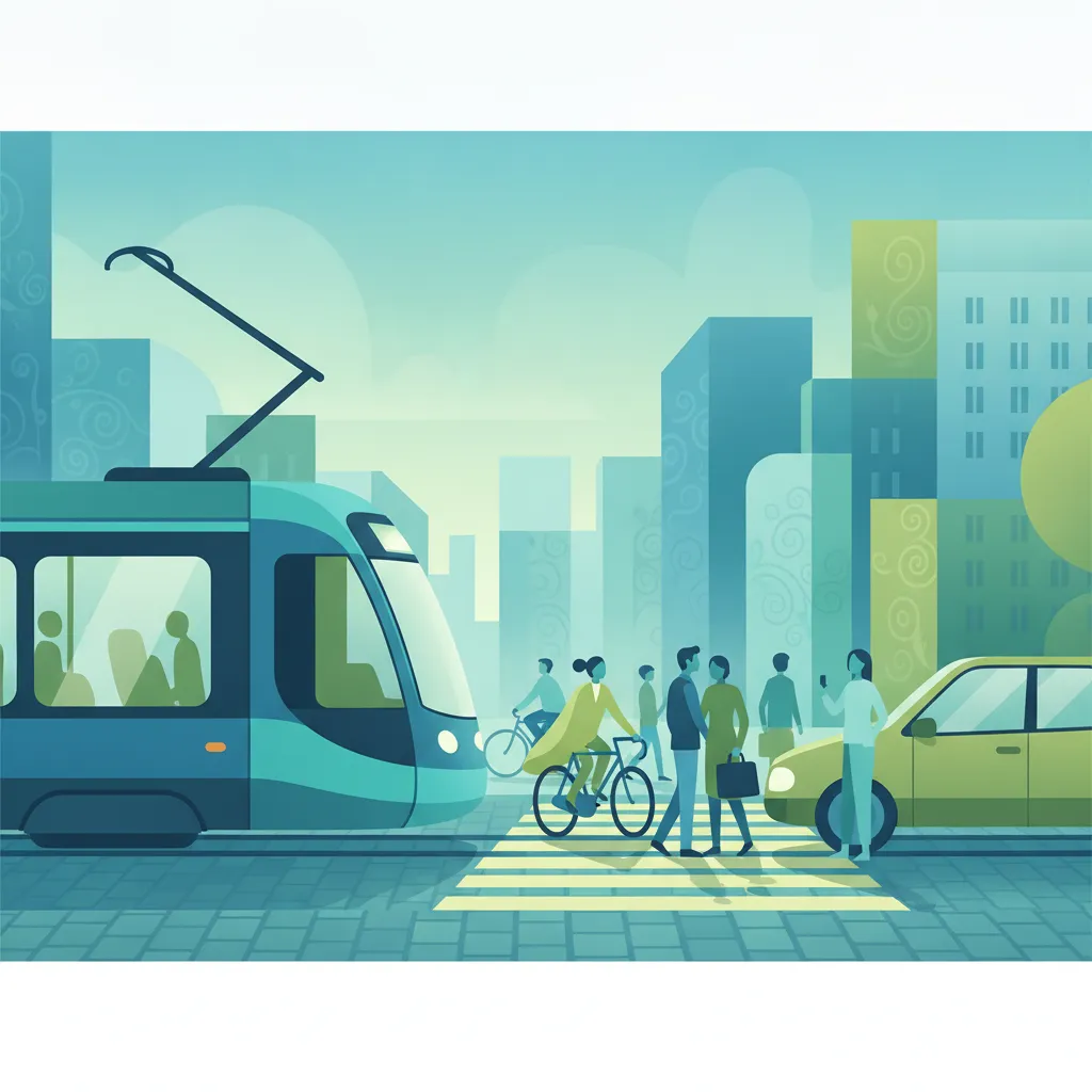 Vorrangregelungen für öffentliche Verkehrsmittel und Interaktionen mit Trams Unterrichtsbild