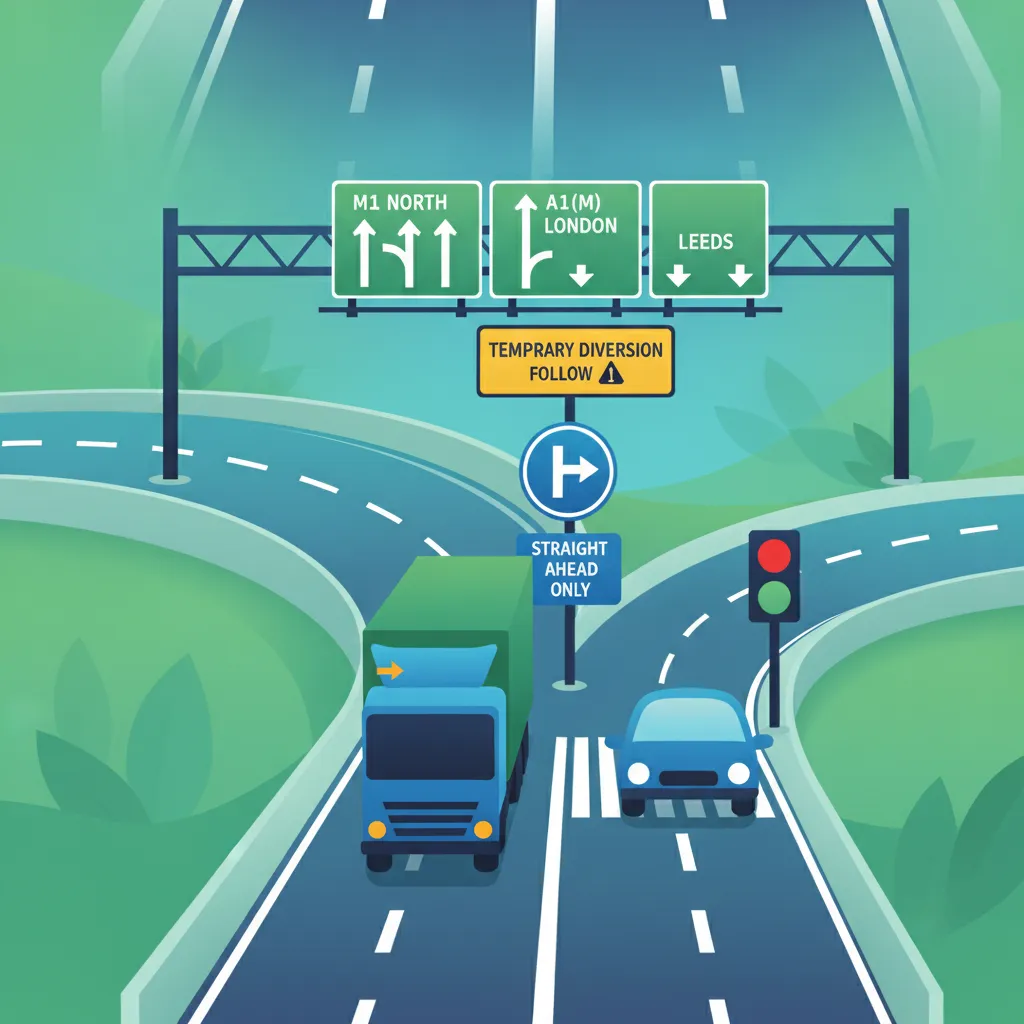 Signalisation routière et feux de circulation difficiles en Grande-Bretagne