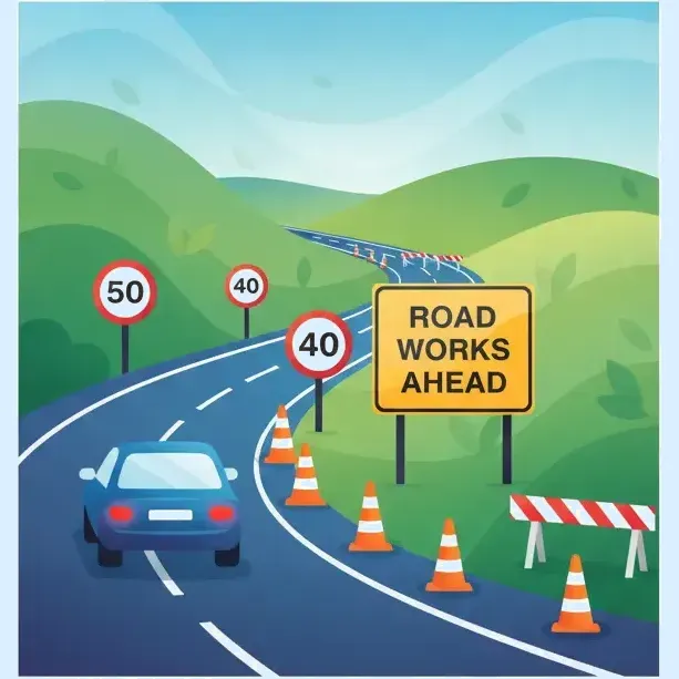 Sesión de práctica de Comprensión de las obras viales y límites de velocidad temporales en Gran Bretaña