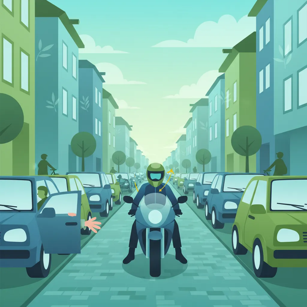 Riding Safely Next to Parked Cars (A1 Motorcycle)