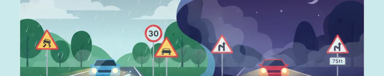 Sicher Fahren bei schlechtem Wetter und Nacht in Großbritannien
